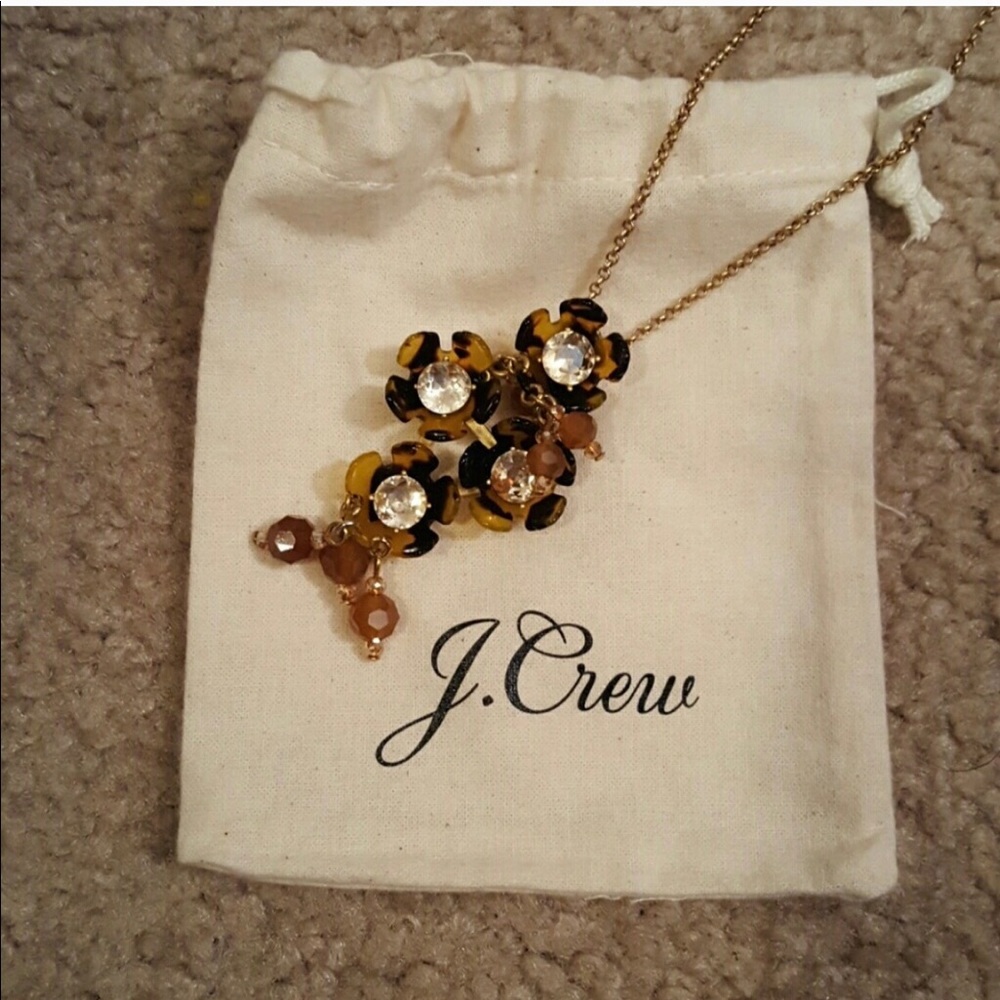 J. Crew Tortoise Floral necklace w/ rhinestones.